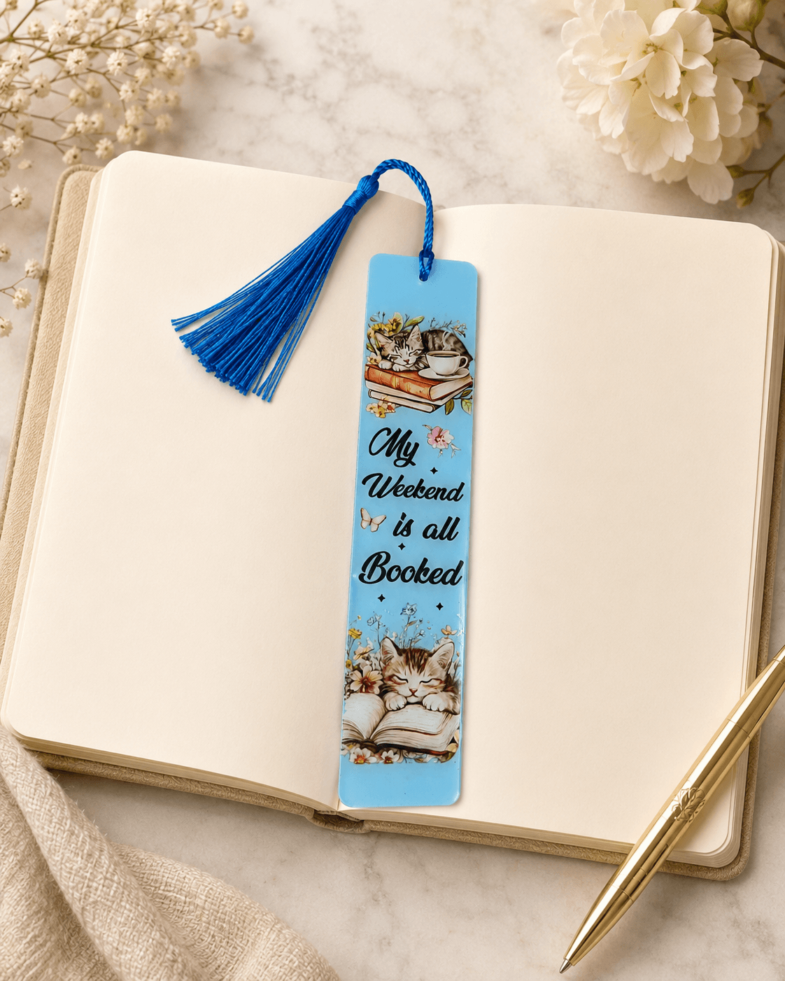 “My Weekend is all Booked” Cat Bookmark