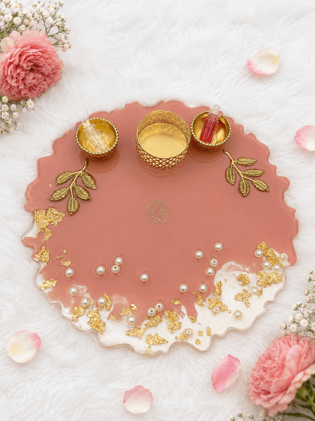 Blush Agate Ganesha Pooja Thali