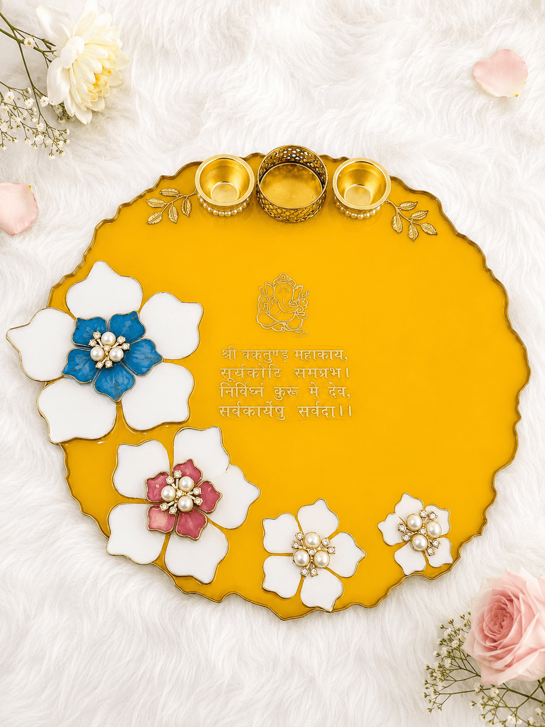 Golden Blossom Ganesha Pooja Thali