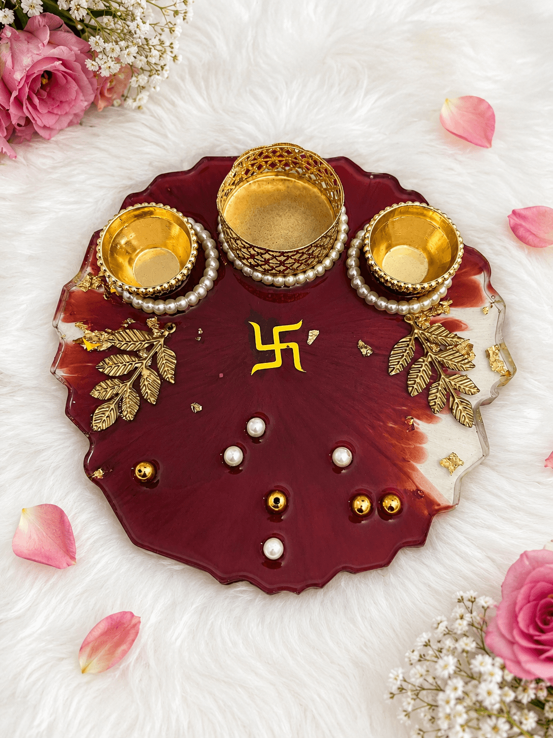 Wine Swastik Pooja Thali