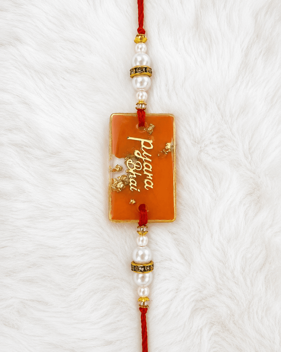 Pyara Bhai Gold-Fleck Rakhi — Orange