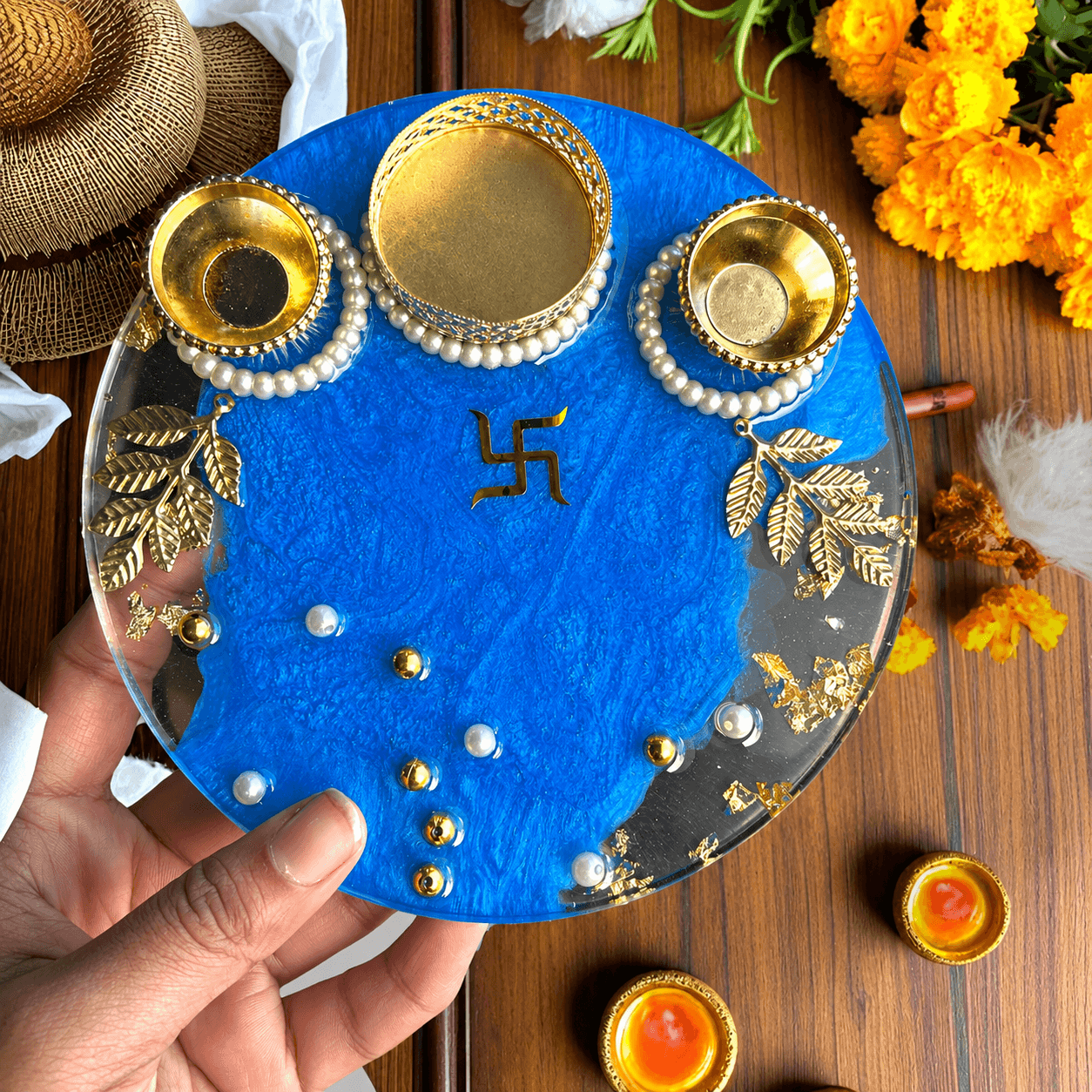 Set of Bhai-Bhabhi Rakhi, Puja thali and Kids rakhi
